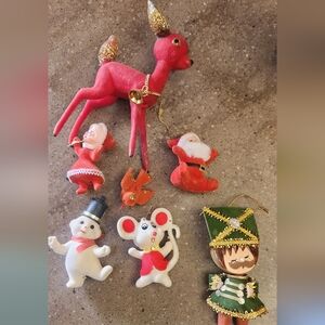 Vintage felted blow mold Christmas Ornaments